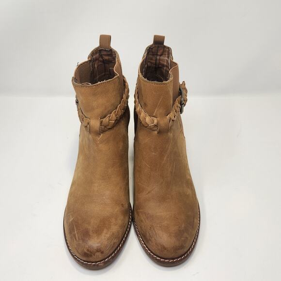 Sperry Topsider Liberty Brown Leather Ankle Boots Women Size 8M Slip On Heel - Picture 2 of 10